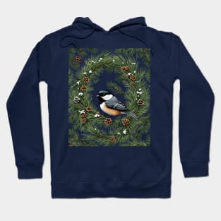 Maine Black Capped Chickadee With Pine Hoodie